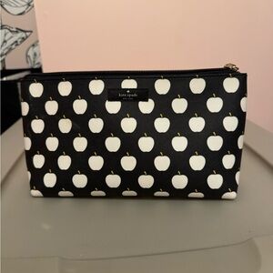 Kate Spade Black and White Apple Cosmetic Bag